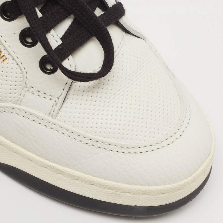 Pre Owned Saint Laurent Black/White Leather SL/61 Lace Up Sneakers Size 38.5