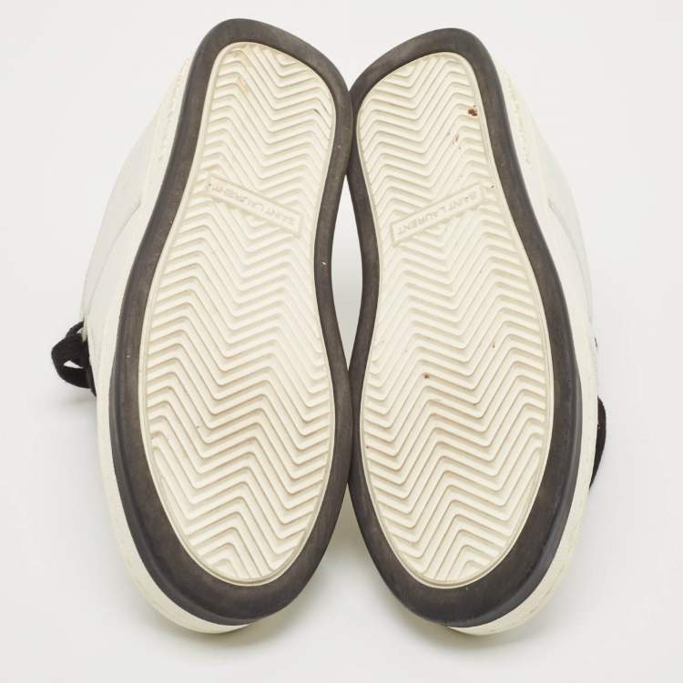 Pre Owned Saint Laurent Black/White Leather SL/61 Lace Up Sneakers Size 38.5