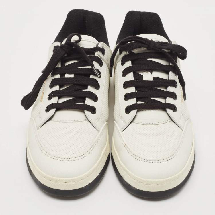 Pre Owned Saint Laurent Black/White Leather SL/61 Lace Up Sneakers Size 38.5