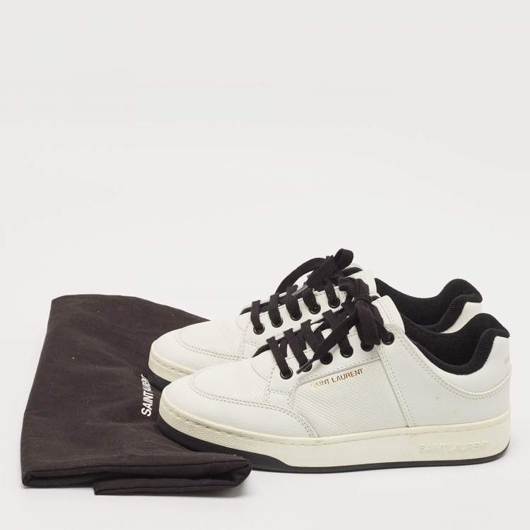 Pre Owned Saint Laurent Black/White Leather SL/61 Lace Up Sneakers Size 38.5