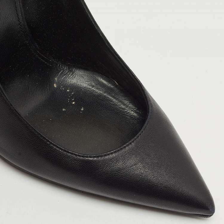 Pre Owned Saint Laurent Black Leather Opyum Pointed Toe Pumps Size 37.5
