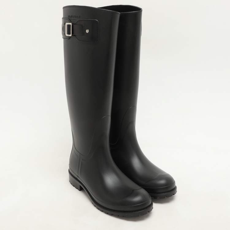 Pre Owned Saint Laurent Black Rubber Wellington Rain Boots Size 36