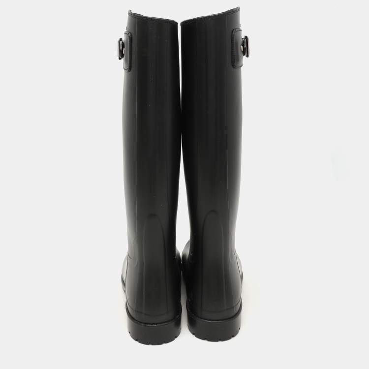 Pre Owned Saint Laurent Black Rubber Wellington Rain Boots Size 36