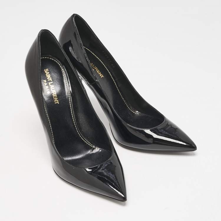 Pre Owned Saint Laurent Black Patent Leather Opyum Pointed Toe Pumps Size 40
