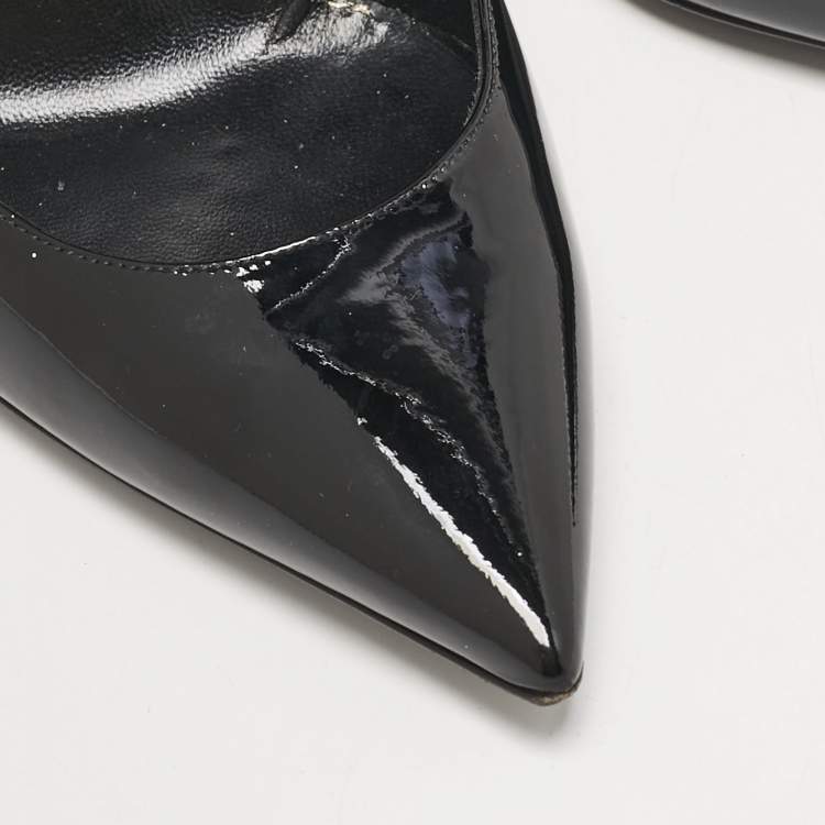 Pre Owned Saint Laurent Black Patent Leather Opyum Pointed Toe Pumps Size 40