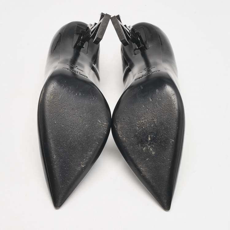 Pre Owned Saint Laurent Black Patent Leather Opyum Pointed Toe Pumps Size 40