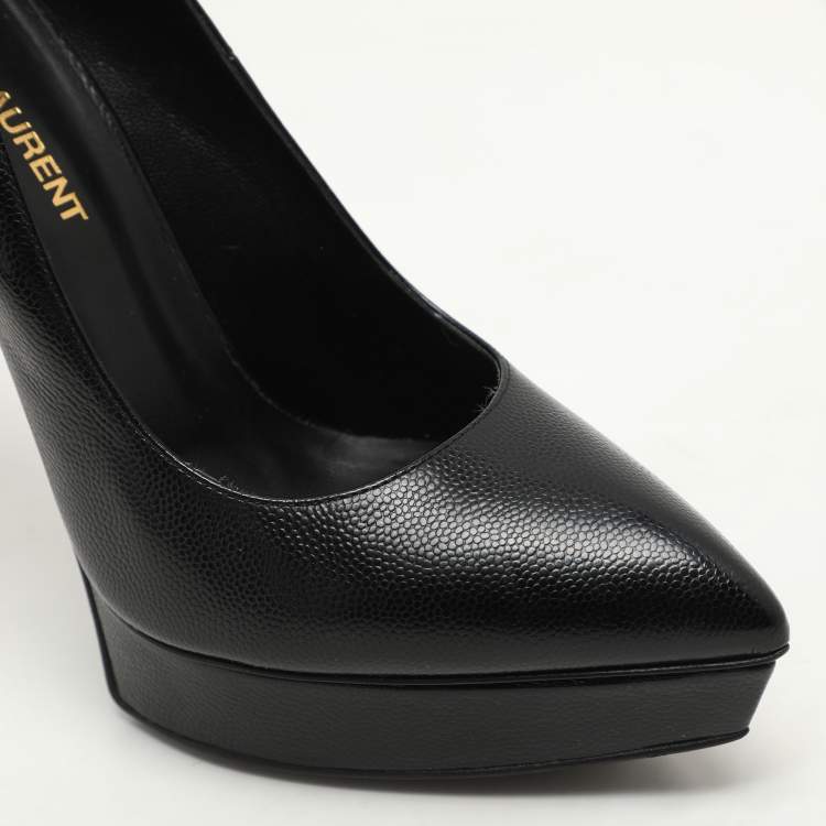 Pre Owned Saint Laurent Black Leather Janis Pumps Size 36