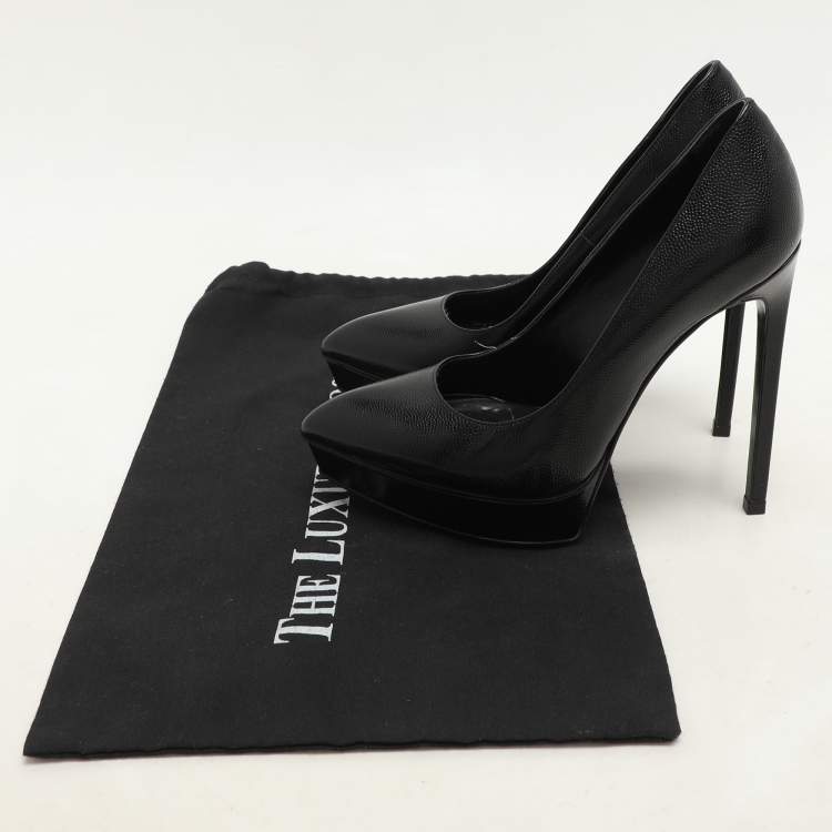 Pre Owned Saint Laurent Black Leather Janis Pumps Size 36