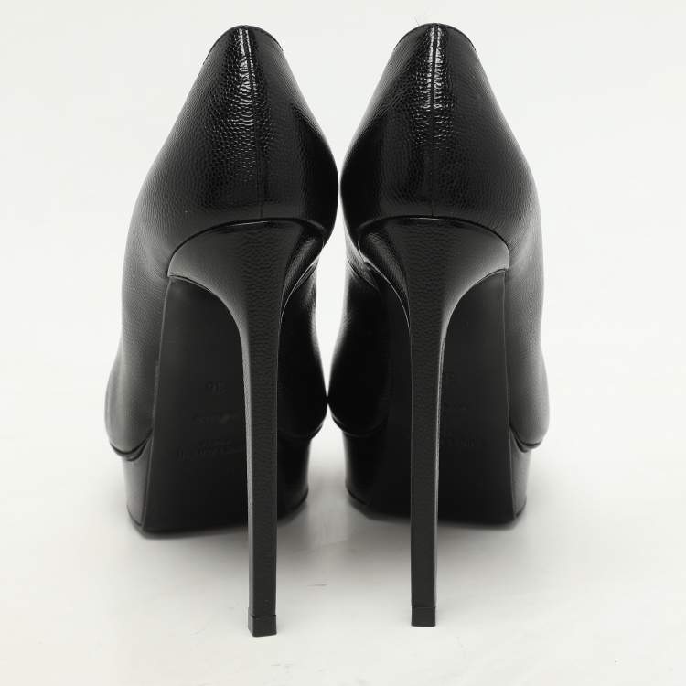 Pre Owned Saint Laurent Black Leather Janis Pumps Size 36