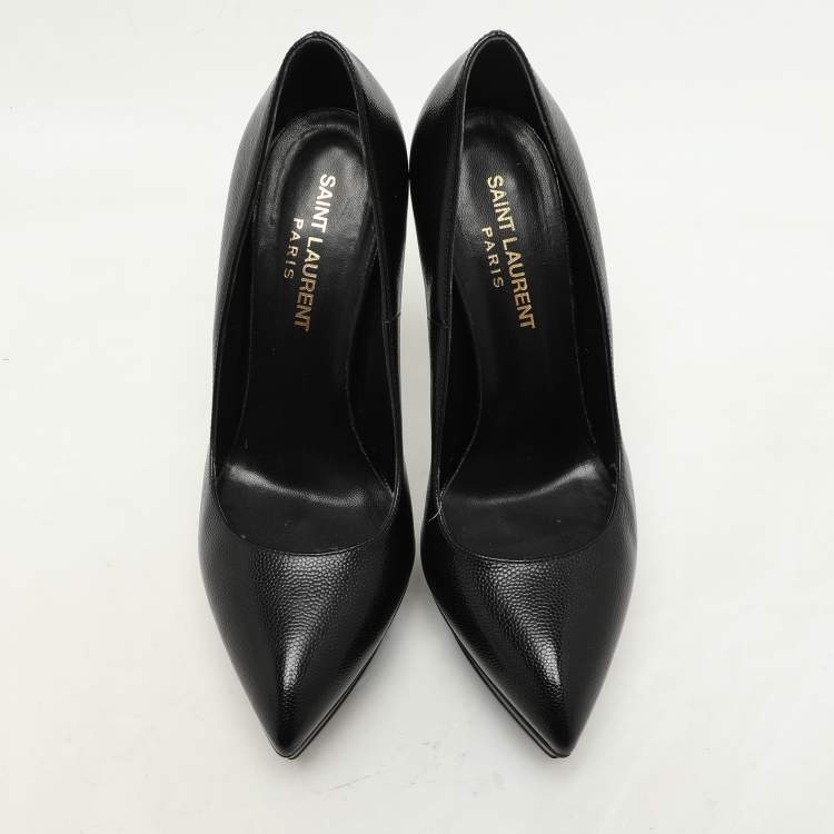 Pre Owned Saint Laurent Black Leather Janis Pumps Size 36