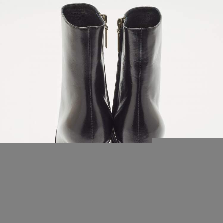 Pre Owned Saint Laurent Black Leather Jane Ankle Boots Size 37