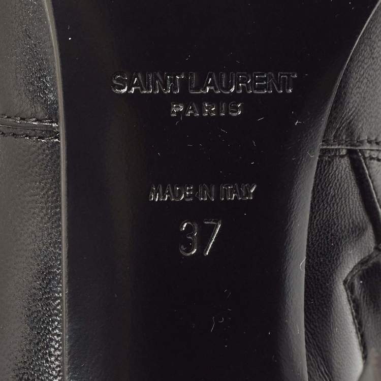 Pre Owned Saint Laurent Black Leather Jane Ankle Boots Size 37