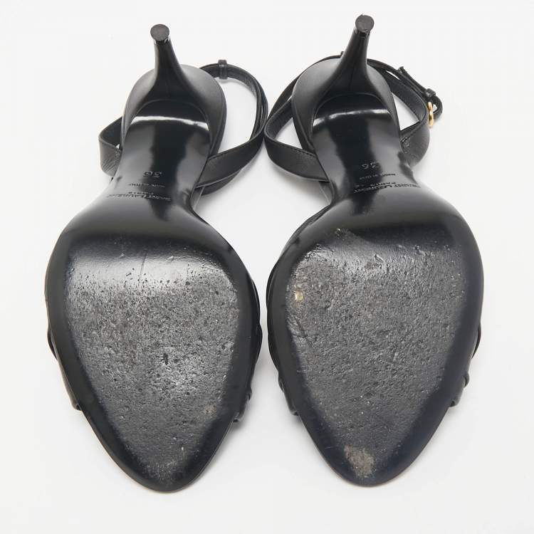 Pre Owned Saint Laurent Black Leather Indya Sandals Size 36