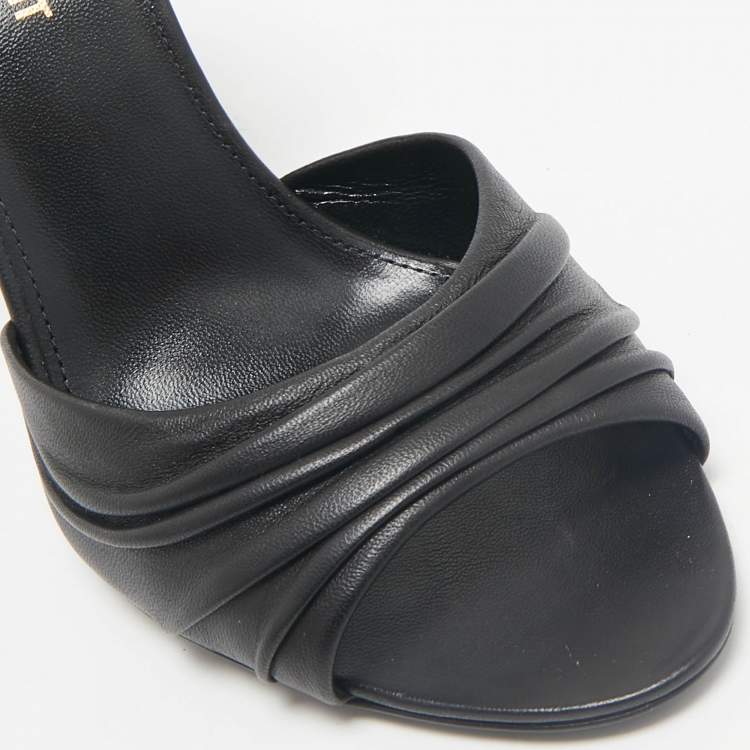 Pre Owned Saint Laurent Black Leather Indya Sandals Size 36