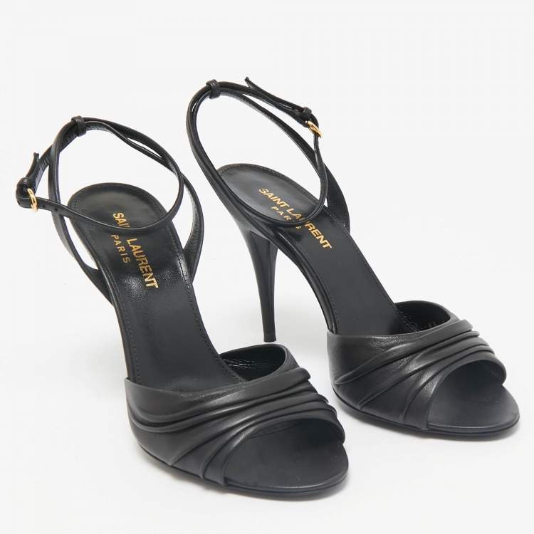 Pre Owned Saint Laurent Black Leather Indya Sandals Size 36