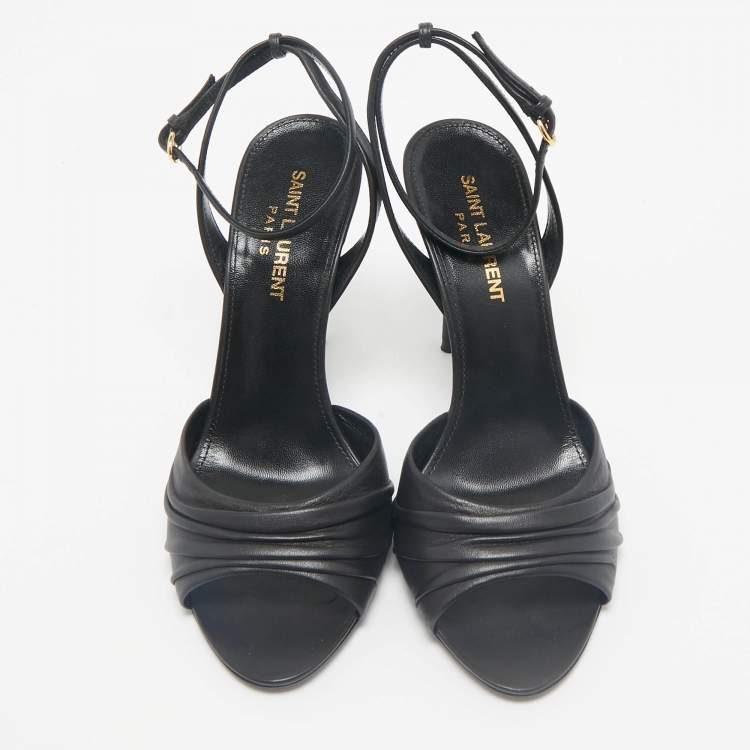 Pre Owned Saint Laurent Black Leather Indya Sandals Size 36