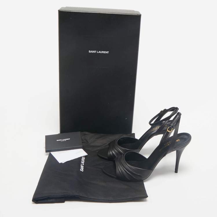 Pre Owned Saint Laurent Black Leather Indya Sandals Size 36