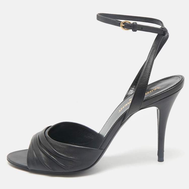 Pre Owned Saint Laurent Black Leather Indya Sandals Size 36