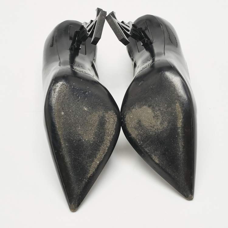 Pre Owned Saint Laurent Black Patent Leather Opyum Pumps Size 36.5
