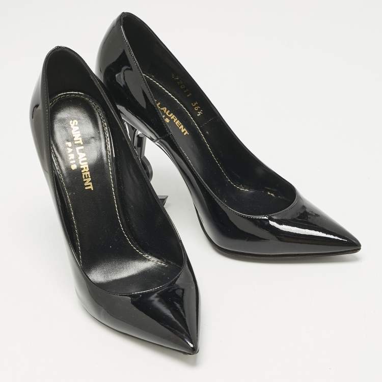Pre Owned Saint Laurent Black Patent Leather Opyum Pumps Size 36.5