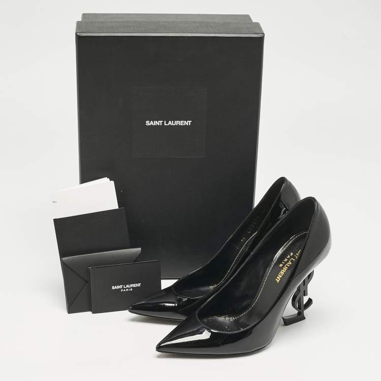 Pre Owned Saint Laurent Black Patent Leather Opyum Pumps Size 36.5