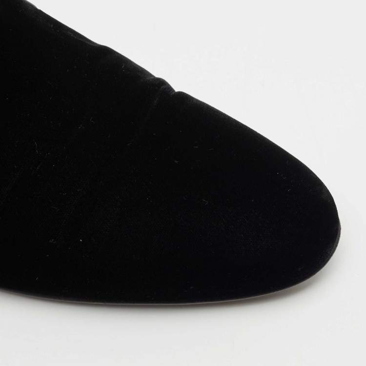 Pre Owned Saint Laurent Black Velvet Smoking Slippers Size 42