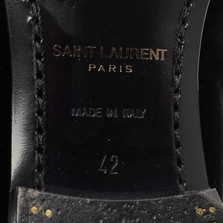 Pre Owned Saint Laurent Black Velvet Smoking Slippers Size 42