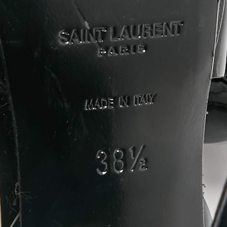 Pre Owned Saint Laurent Black Patent Leather Tribute Platform Sandals Size 38.5