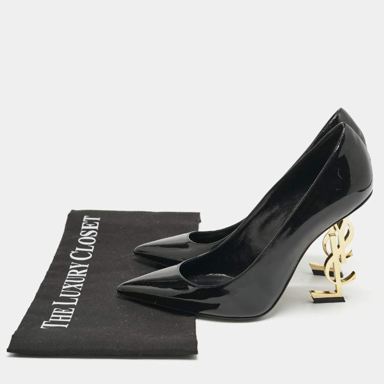 Pre Owned Saint Laurent Black Patent Leather Opyum Pumps Size 38
