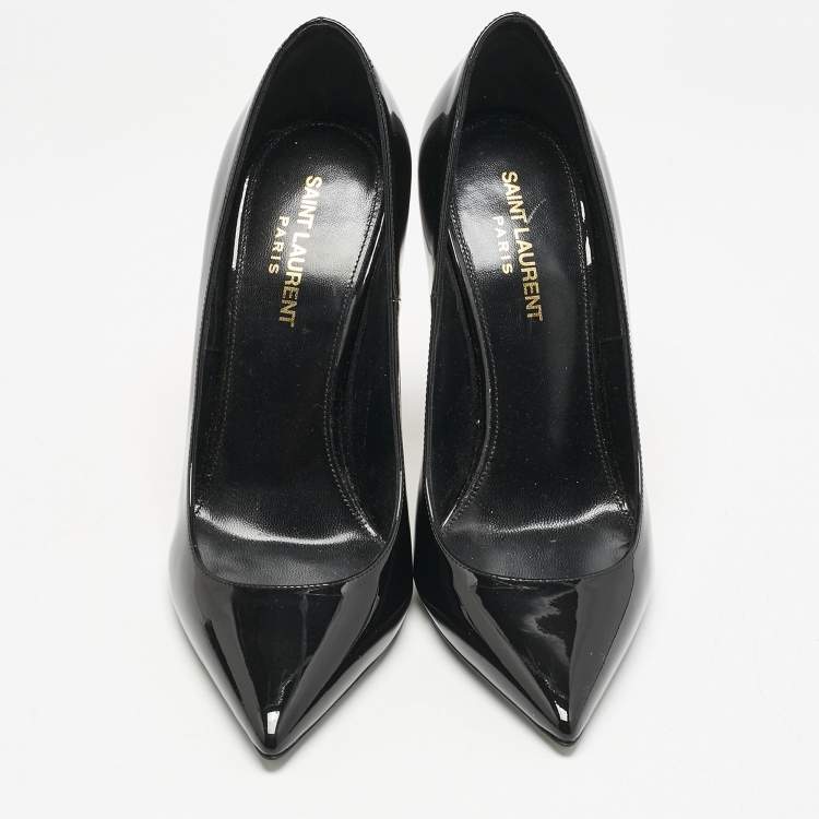 Pre Owned Saint Laurent Black Patent Leather Opyum Pumps Size 38