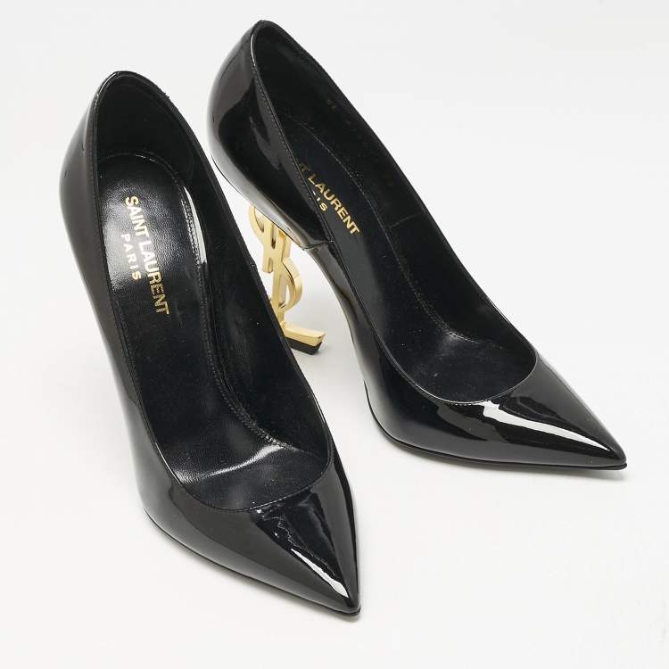Pre Owned Saint Laurent Black Patent Leather Opyum Pumps Size 38