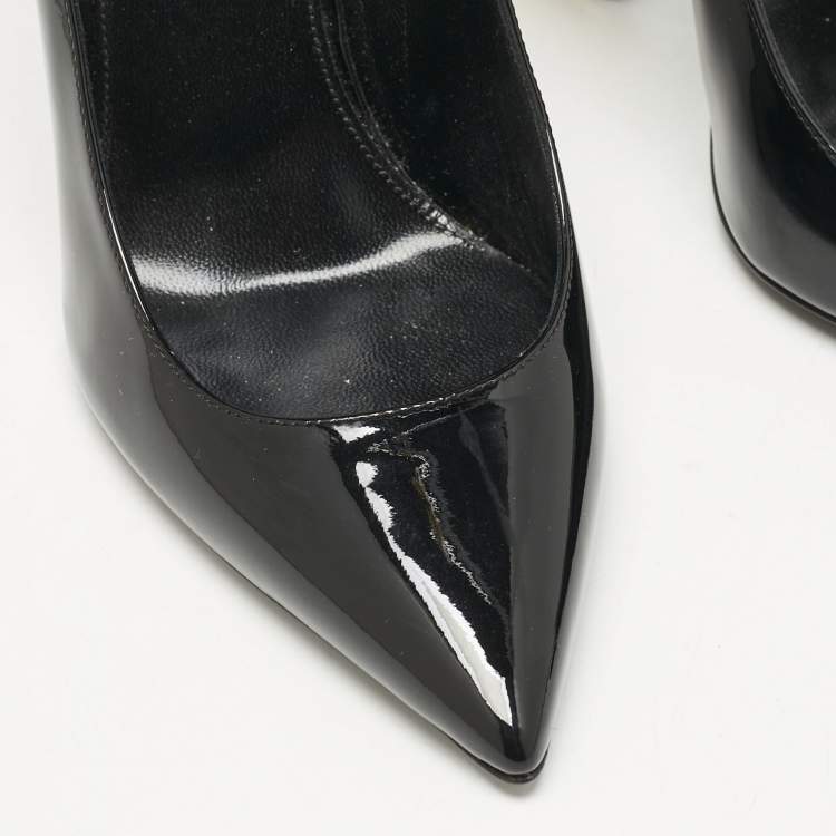 Pre Owned Saint Laurent Black Patent Leather Opyum Pumps Size 38