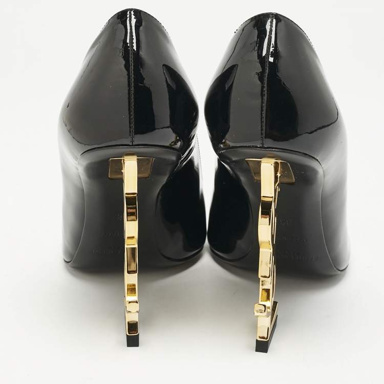 Pre Owned Saint Laurent Black Patent Leather Opyum Pumps Size 38