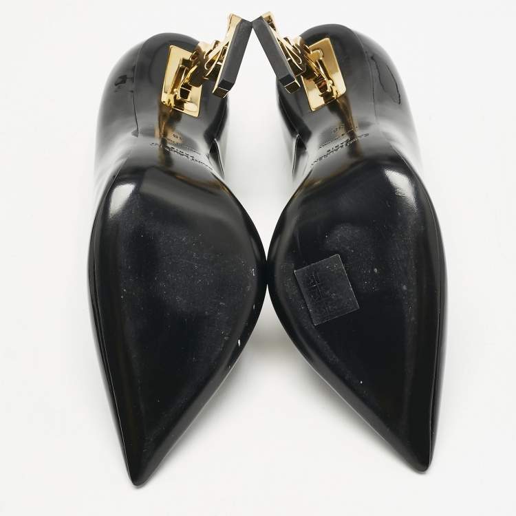 Pre Owned Saint Laurent Black Patent Leather Opyum Pumps Size 38