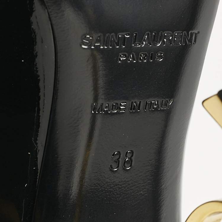 Pre Owned Saint Laurent Black Patent Leather Opyum Pumps Size 38
