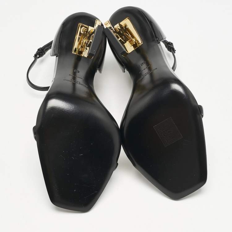 Pre Owned Saint Laurent Black Patent Leather Opyum Sandals Size 40