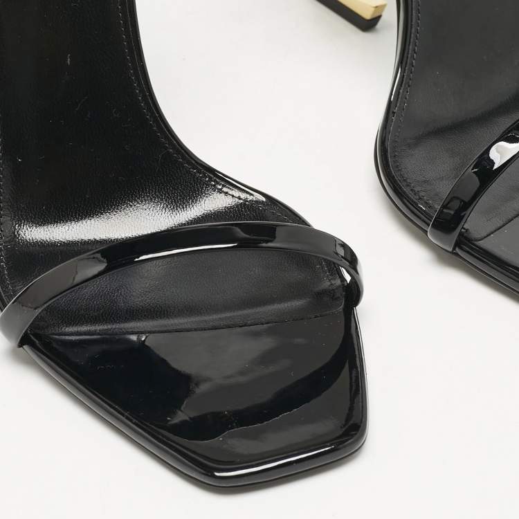 Pre Owned Saint Laurent Black Patent Leather Opyum Sandals Size 40