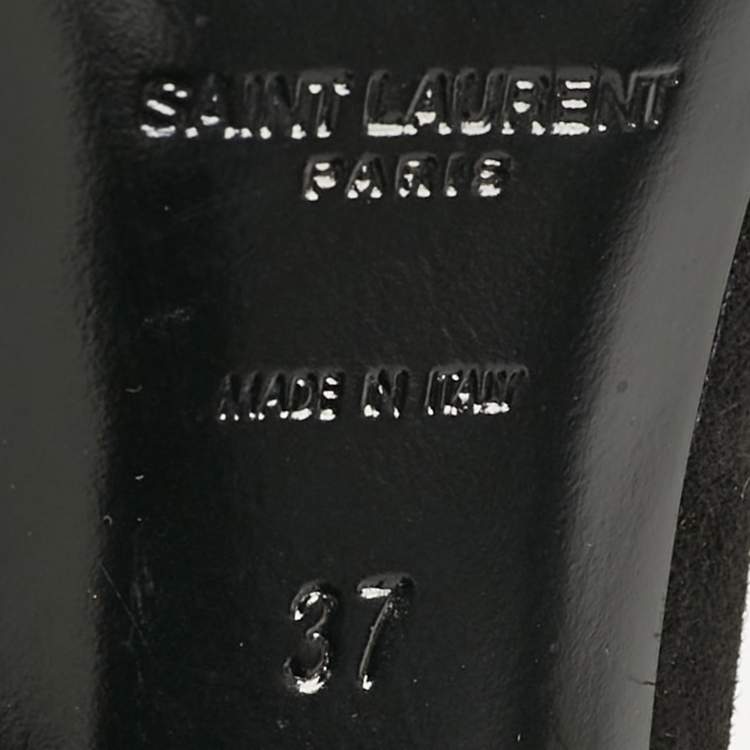 Pre Owned Saint Laurent Black Suede and Velvet Loulou Sandals Size 37