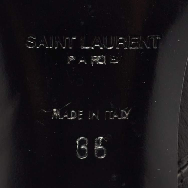 Pre Owned Saint Laurent  Black Leather Ankle Length Boots Size 36