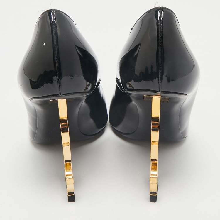 Pre Owned Saint Laurent Paris Black Patent Leather Opyum Pumps Size 39.5