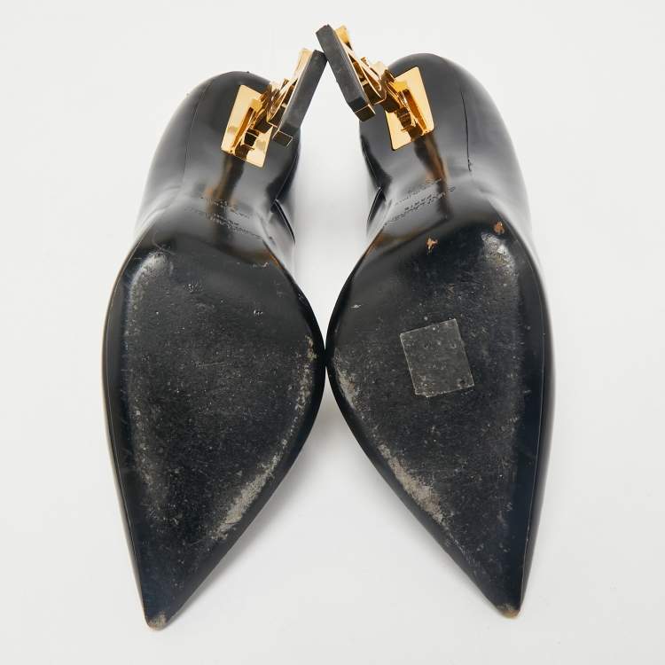 Pre Owned Saint Laurent Paris Black Patent Leather Opyum Pumps Size 39.5