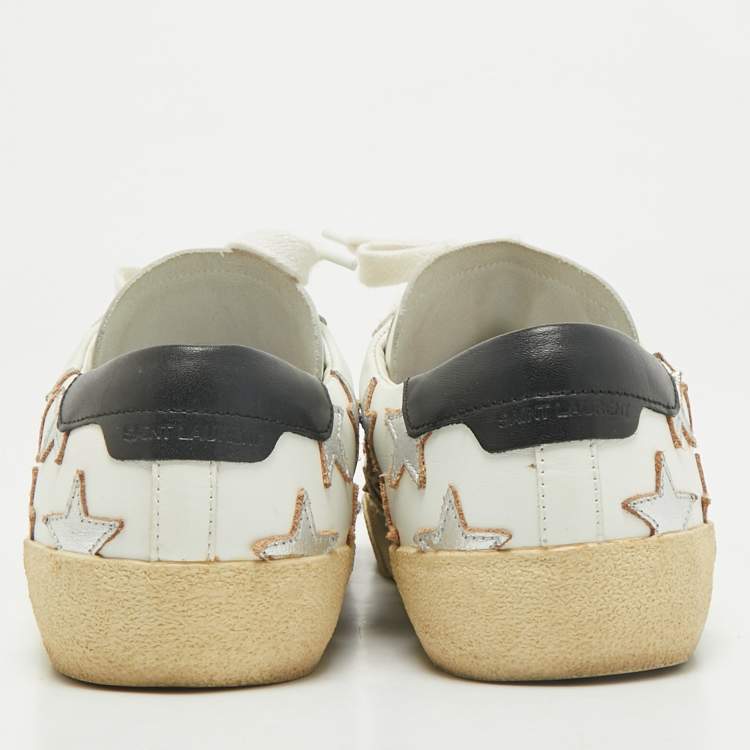 Pre Owned Saint Laurent White Leather Star Court Classic California Sneakers Size 40