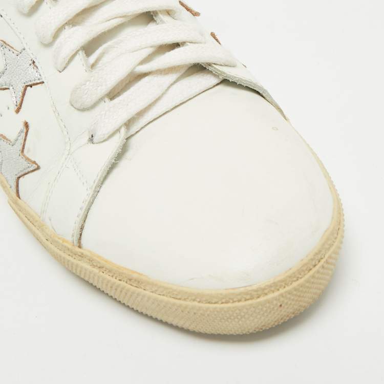 Pre Owned Saint Laurent White Leather Star Court Classic California Sneakers Size 40