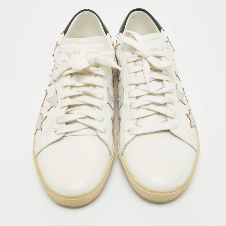Pre Owned Saint Laurent White Leather Star Court Classic California Sneakers Size 40