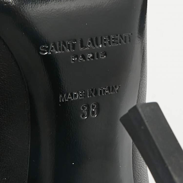 مملوكة مسبقًا Saint Laurent Black Leather Opyum Pointed Toe Pumps Size 38