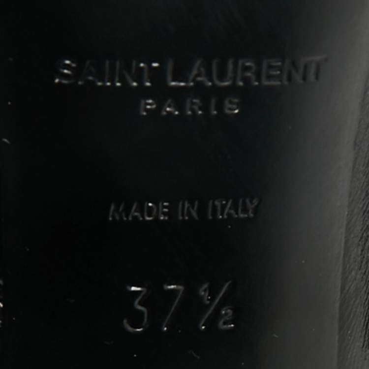 Pre Owned Saint Laurent Black Leather Fetish Ankle Booties Size 37.5