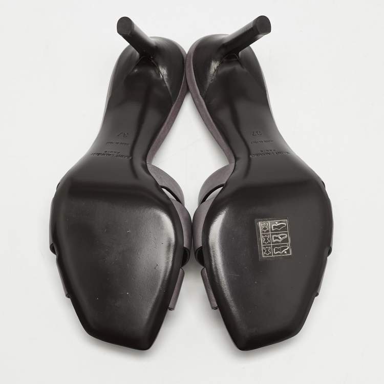 Pre Owned Saint Laurent Mauve Leather Tribute Slide Sandals Size 37