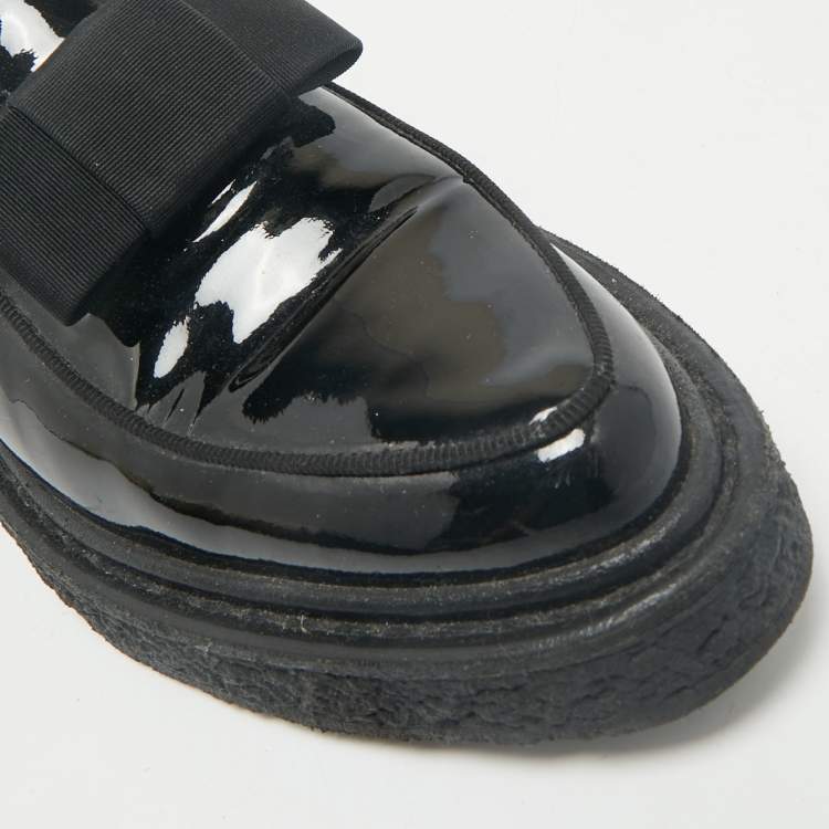 Pre Owned Saint Laurent Black Patent Leather Penny Loafers Size 35.5