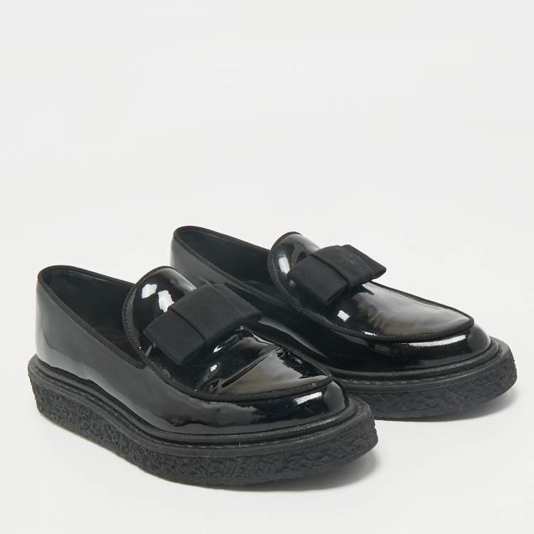 Pre Owned Saint Laurent Black Patent Leather Penny Loafers Size 35.5