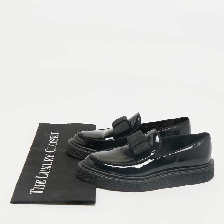 Pre Owned Saint Laurent Black Patent Leather Penny Loafers Size 35.5